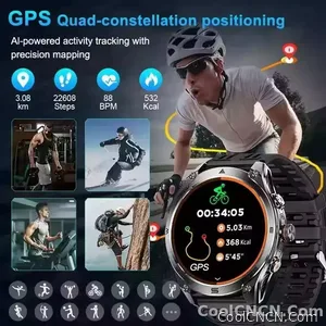 CoolWiz 025 Professional Sports Smart Watch, Military-Grade, Dual-Band GPS Positioning for Men, 10 ATM Water Resistance, 1000 mAh Battery, Compass Bracelet, Compatible with iOS—Ideal for Outdoor Sports and Everyday Use - view 3