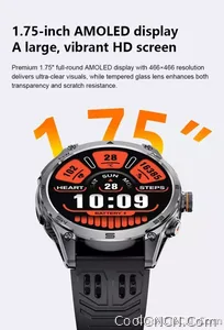CoolWiz 025 Professional Sports Smart Watch, Military-Grade, Dual-Band GPS Positioning for Men, 10 ATM Water Resistance, 1000 mAh Battery, Compass Bracelet, Compatible with iOS—Ideal for Outdoor Sports and Everyday Use - view 14