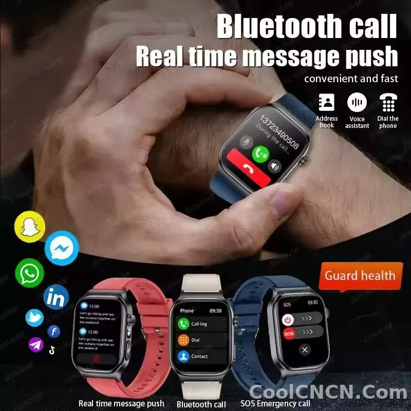 CoolWiz Health Blood Pressure ECG + PPG Monitor Smartwatch for Men — uric acid, blood fat, five organ monitoring, call capability, health tracker, compatible with iOS, suitable for outdoor sports and daily use - detail