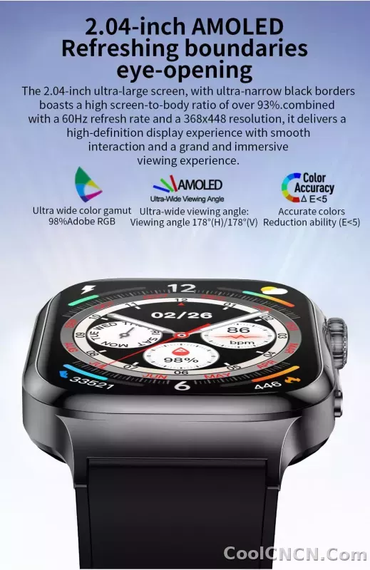 CoolWiz Health Blood Pressure ECG + PPG Monitor Smartwatch for Men — uric acid, blood fat, five organ monitoring, call capability, health tracker, compatible with iOS, suitable for outdoor sports and daily use - detail