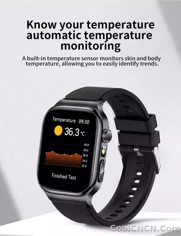 CoolWiz Health Blood Pressure ECG + PPG Monitor Smartwatch for Men — uric acid, blood fat, five organ monitoring, call capability, health tracker, compatible with iOS, suitable for outdoor sports and daily use - detail