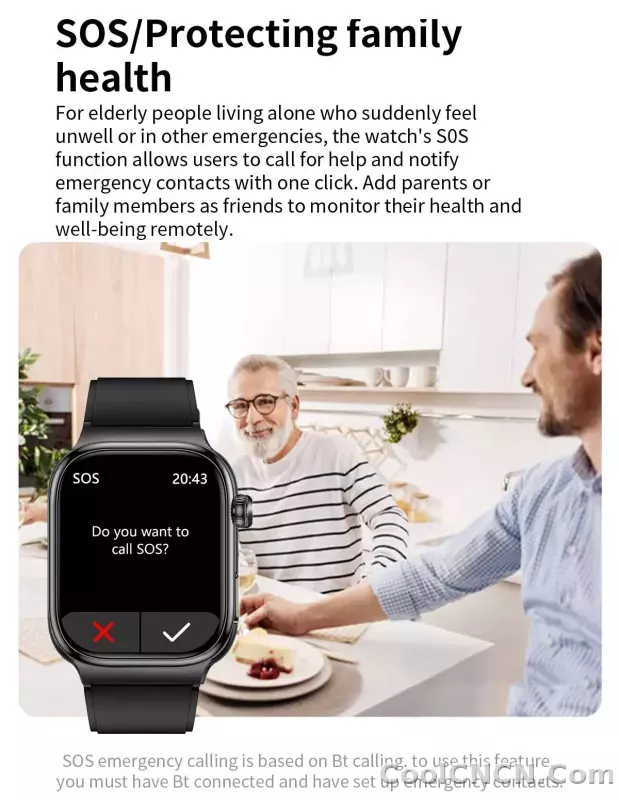 CoolWiz Health Blood Pressure ECG + PPG Monitor Smartwatch for Men — uric acid, blood fat, five organ monitoring, call capability, health tracker, compatible with iOS, suitable for outdoor sports and daily use - detail