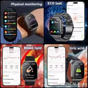 CoolWiz Health Blood Pressure ECG + PPG Monitor Smartwatch for Men — uric acid, blood fat, five organ monitoring, call capability, health tracker, compatible with iOS, suitable for outdoor sports and daily use - view 5