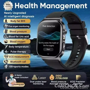 CoolWiz Health Blood Pressure ECG + PPG Monitor Smartwatch for Men — uric acid, blood fat, five organ monitoring, call capability, health tracker, compatible with iOS, suitable for outdoor sports and daily use - view 8