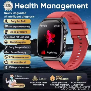 CoolWiz Health Blood Pressure ECG + PPG Monitor Smartwatch for Men — uric acid, blood fat, five organ monitoring, call capability, health tracker, compatible with iOS, suitable for outdoor sports and daily use - view 10