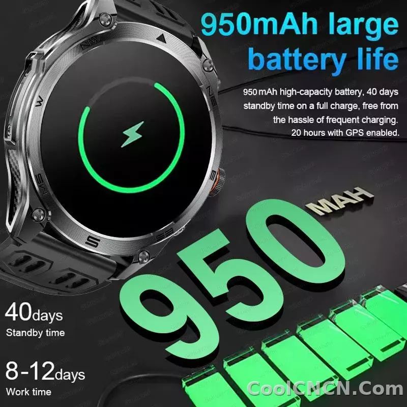 CoolWiz Smart Watch Military Grade with GPS for Men, 1000mAh Battery, 10 ATM Water Resistance, Compass, Blood Pressure Monitor, Call Function, Sports Smart Watch for Outdoor Activities and Everyday Use - detail