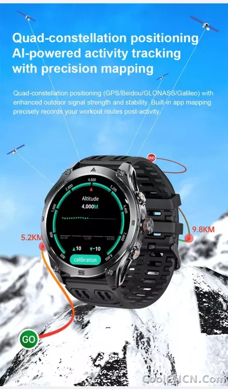 CoolWiz Smart Watch Military Grade with GPS for Men, 1000mAh Battery, 10 ATM Water Resistance, Compass, Blood Pressure Monitor, Call Function, Sports Smart Watch for Outdoor Activities and Everyday Use - detail