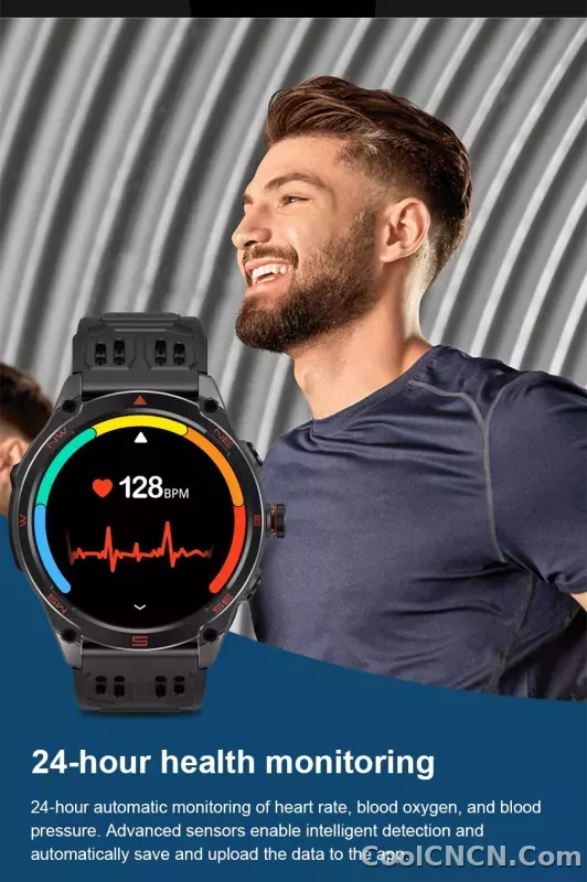 CoolWiz Smart Watch Military Grade with GPS for Men, 1000mAh Battery, 10 ATM Water Resistance, Compass, Blood Pressure Monitor, Call Function, Sports Smart Watch for Outdoor Activities and Everyday Use - detail