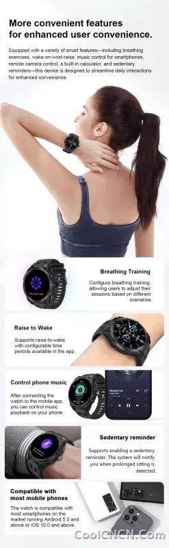 CoolWiz Smart Watch Military Grade with GPS for Men, 1000mAh Battery, 10 ATM Water Resistance, Compass, Blood Pressure Monitor, Call Function, Sports Smart Watch for Outdoor Activities and Everyday Use - detail