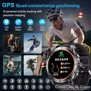 CoolWiz Smart Watch Military Grade with GPS for Men, 1000mAh Battery, 10 ATM Water Resistance, Compass, Blood Pressure Monitor, Call Function, Sports Smart Watch for Outdoor Activities and Everyday Use - view 3