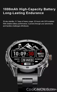 CoolWiz Smart Watch Military Grade with GPS for Men, 1000mAh Battery, 10 ATM Water Resistance, Compass, Blood Pressure Monitor, Call Function, Sports Smart Watch for Outdoor Activities and Everyday Use - view 22