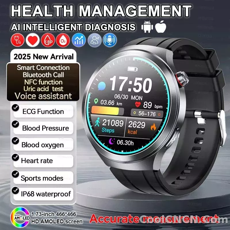 CoolWiz Smart Watch for Body Composition, Blood Pressure, NFC ECG + PPG, Body Temperature, Uric Acid, Lipids, Call Function; Waterproof Smart Watch for Men, suitable for outdoor sports and daily use - detail