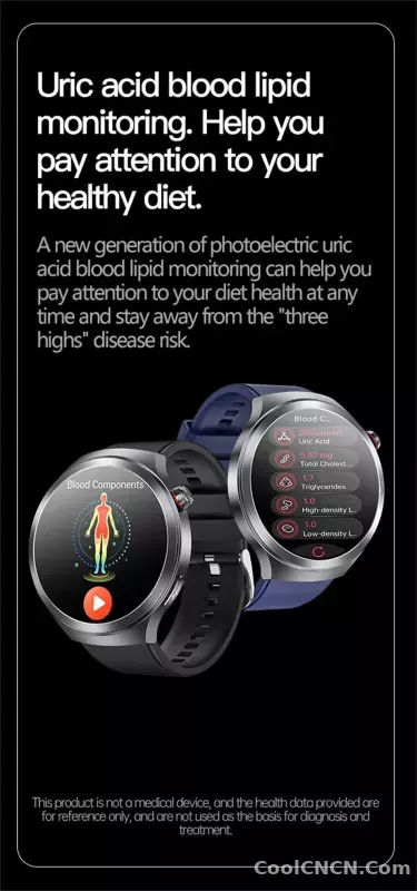 CoolWiz Smart Watch for Body Composition, Blood Pressure, NFC ECG + PPG, Body Temperature, Uric Acid, Lipids, Call Function; Waterproof Smart Watch for Men, suitable for outdoor sports and daily use - detail
