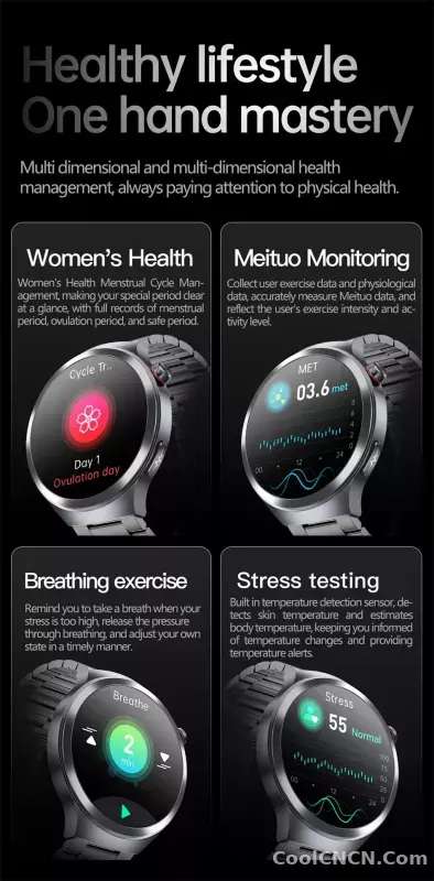 CoolWiz Smart Watch for Body Composition, Blood Pressure, NFC ECG + PPG, Body Temperature, Uric Acid, Lipids, Call Function; Waterproof Smart Watch for Men, suitable for outdoor sports and daily use - detail