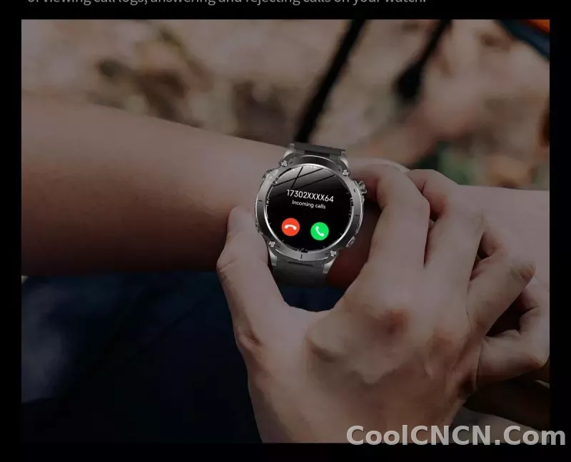 CoolWiz New Outdoor Military Smart Watch for Men with GPS, 3 ATM water resistance, AMOLED sports mode, 730 mAh battery, compass; fitness smartwatch for daily outdoor sports use - detail