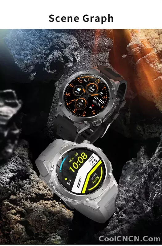 CoolWiz New Outdoor Military Smart Watch for Men with GPS, 3 ATM water resistance, AMOLED sports mode, 730 mAh battery, compass; fitness smartwatch for daily outdoor sports use - detail