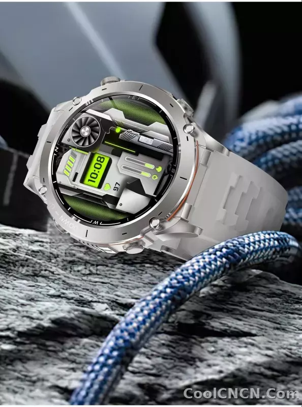 CoolWiz New Outdoor Military Smart Watch for Men with GPS, 3 ATM water resistance, AMOLED sports mode, 730 mAh battery, compass; fitness smartwatch for daily outdoor sports use - detail