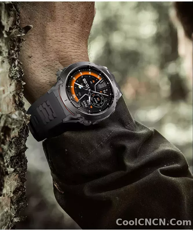 CoolWiz New Outdoor Military Smart Watch for Men with GPS, 3 ATM water resistance, AMOLED sports mode, 730 mAh battery, compass; fitness smartwatch for daily outdoor sports use - detail