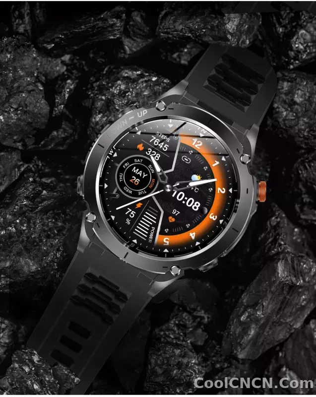 CoolWiz New Outdoor Military Smart Watch for Men with GPS, 3 ATM water resistance, AMOLED sports mode, 730 mAh battery, compass; fitness smartwatch for daily outdoor sports use - detail
