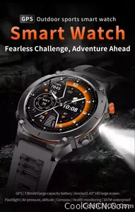 CoolWiz New Outdoor Military Smart Watch for Men with GPS, 3 ATM water resistance, AMOLED sports mode, 730 mAh battery, compass; fitness smartwatch for daily outdoor sports use - view 11