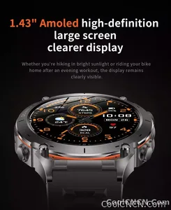 CoolWiz New Outdoor Military Smart Watch for Men with GPS, 3 ATM water resistance, AMOLED sports mode, 730 mAh battery, compass; fitness smartwatch for daily outdoor sports use - view 13