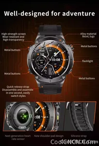 CoolWiz New Outdoor Military Smart Watch for Men with GPS, 3 ATM water resistance, AMOLED sports mode, 730 mAh battery, compass; fitness smartwatch for daily outdoor sports use - view 16