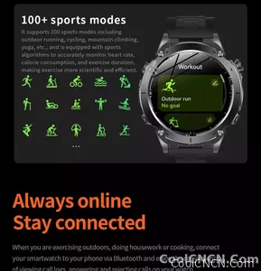 CoolWiz New Outdoor Military Smart Watch for Men with GPS, 3 ATM water resistance, AMOLED sports mode, 730 mAh battery, compass; fitness smartwatch for daily outdoor sports use - view 28