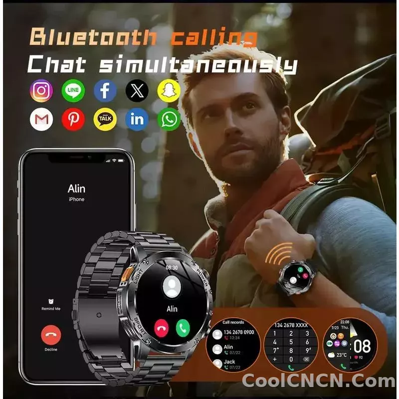 CoolWiz Original T Rex 3 Ultra Military GPS smartwatch with trajectory tracking and compass, 1000 mAh battery, 5 ATM water resistance; smart sports watch for men and women, suitable for outdoor sports and everyday use