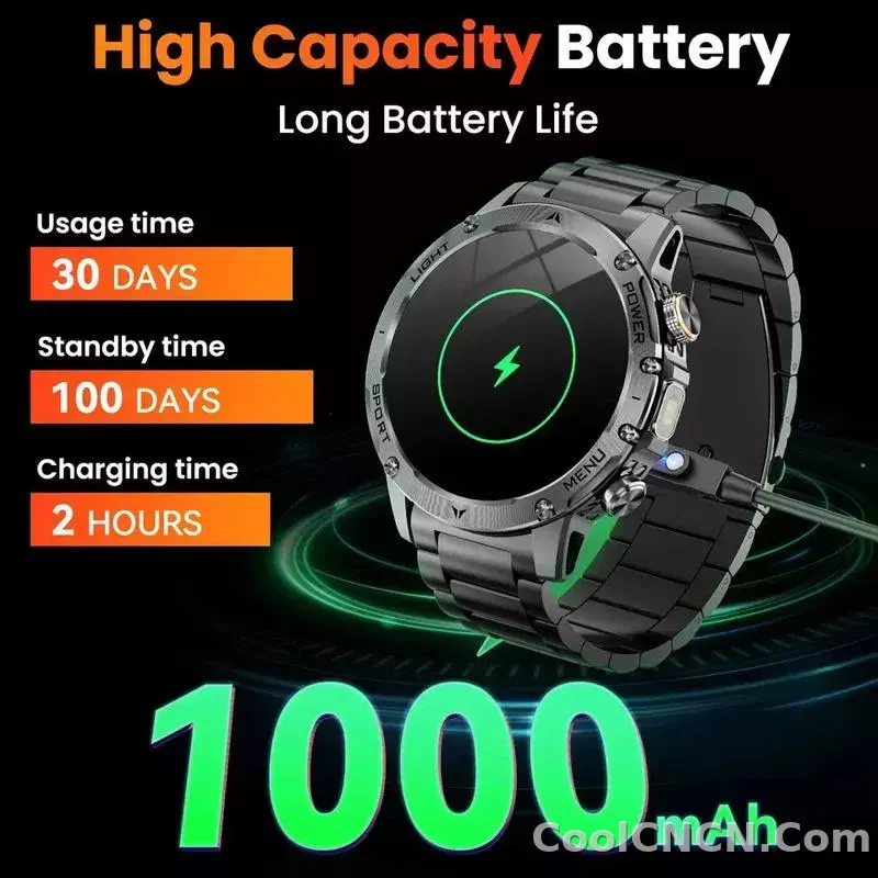 CoolWiz Original T Rex 3 Ultra Military GPS smartwatch with trajectory tracking and compass, 1000 mAh battery, 5 ATM water resistance; smart sports watch for men and women, suitable for outdoor sports and everyday use - detail