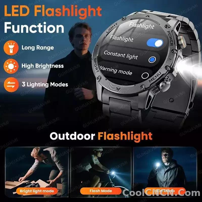 CoolWiz Original T Rex 3 Ultra Military GPS smartwatch with trajectory tracking and compass, 1000 mAh battery, 5 ATM water resistance; smart sports watch for men and women, suitable for outdoor sports and everyday use - detail