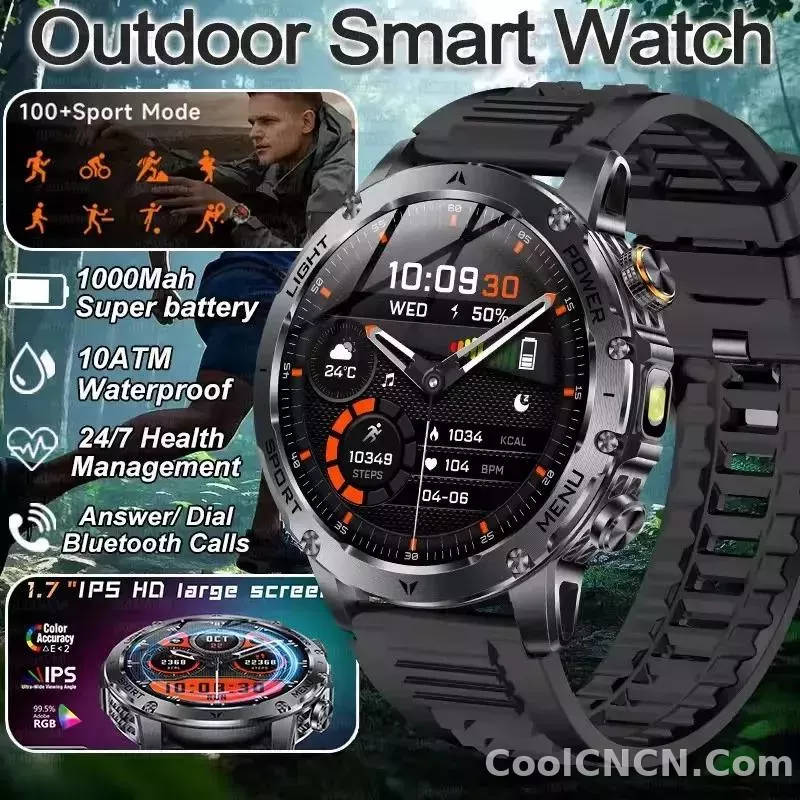 CoolWiz Original T Rex 3 Ultra Military GPS smartwatch with trajectory tracking and compass, 1000 mAh battery, 5 ATM water resistance; smart sports watch for men and women, suitable for outdoor sports and everyday use - detail