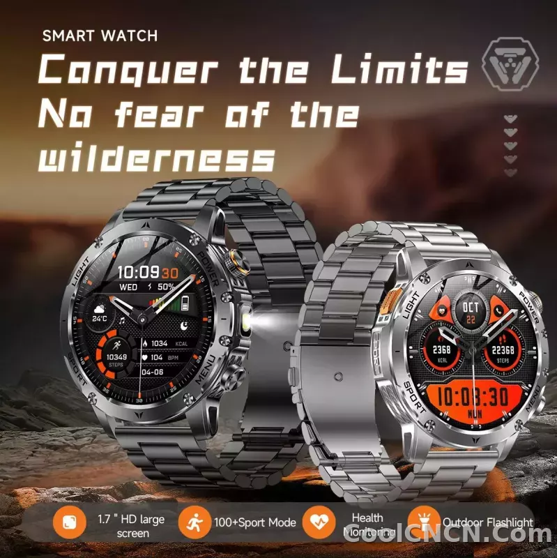 CoolWiz Original T Rex 3 Ultra Military GPS smartwatch with trajectory tracking and compass, 1000 mAh battery, 5 ATM water resistance; smart sports watch for men and women, suitable for outdoor sports and everyday use - detail