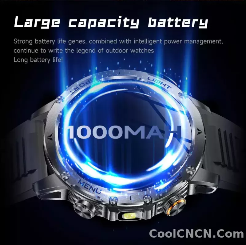 CoolWiz Original T Rex 3 Ultra Military GPS smartwatch with trajectory tracking and compass, 1000 mAh battery, 5 ATM water resistance; smart sports watch for men and women, suitable for outdoor sports and everyday use - detail