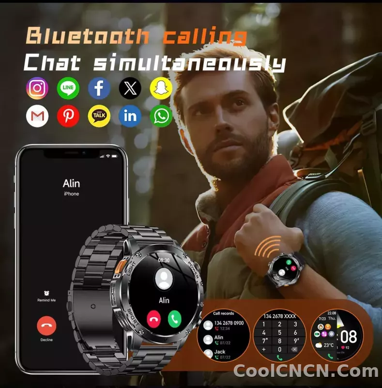 CoolWiz Original T Rex 3 Ultra Military GPS smartwatch with trajectory tracking and compass, 1000 mAh battery, 5 ATM water resistance; smart sports watch for men and women, suitable for outdoor sports and everyday use - detail