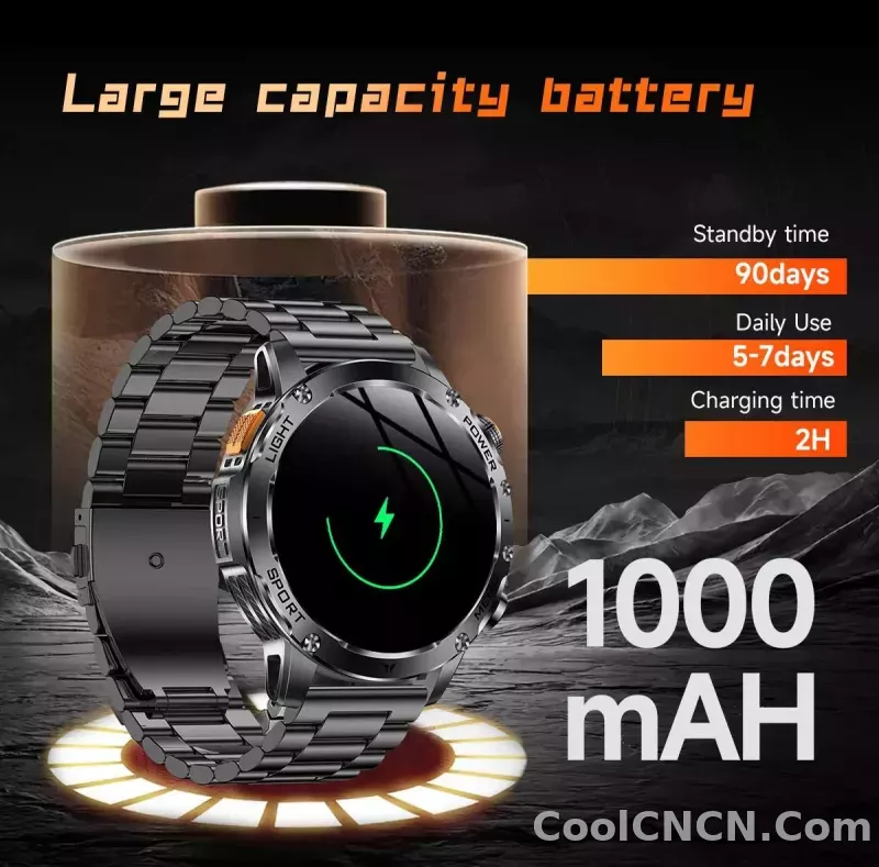CoolWiz Original T Rex 3 Ultra Military GPS smartwatch with trajectory tracking and compass, 1000 mAh battery, 5 ATM water resistance; smart sports watch for men and women, suitable for outdoor sports and everyday use - detail