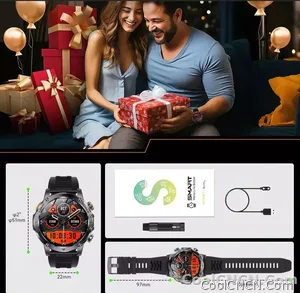CoolWiz Original T Rex 3 Ultra Military GPS smartwatch with trajectory tracking and compass, 1000 mAh battery, 5 ATM water resistance; smart sports watch for men and women, suitable for outdoor sports and everyday use - view 30