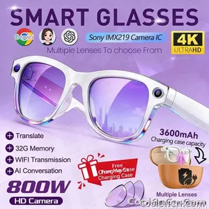 CoolWiz Smart Glasses Baru 3600MAh Pengecas Mudah Alih M02ultra Wanita 800W Kamera AI Terjemahan Rakaman Video Pemain Muzik Cermin Mata Panggilan Lelaki Untuk Sukan Luar Penggunaan Harian - view 1