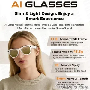 CoolWiz Smart Glasses Baru 3600MAh Pengecas Mudah Alih M02ultra Wanita 800W Kamera AI Terjemahan Rakaman Video Pemain Muzik Cermin Mata Panggilan Lelaki Untuk Sukan Luar Penggunaan Harian - view 3