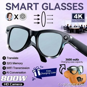 CoolWiz Smart Glasses Baru 3600MAh Pengecas Mudah Alih M02ultra Wanita 800W Kamera AI Terjemahan Rakaman Video Pemain Muzik Cermin Mata Panggilan Lelaki Untuk Sukan Luar Penggunaan Harian - view 9