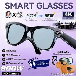CoolWiz Smart Glasses Baru 3600MAh Pengecas Mudah Alih M02ultra Wanita 800W Kamera AI Terjemahan Rakaman Video Pemain Muzik Cermin Mata Panggilan Lelaki Untuk Sukan Luar Penggunaan Harian - view 10
