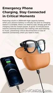 CoolWiz Smart Glasses Baru 3600MAh Pengecas Mudah Alih M02ultra Wanita 800W Kamera AI Terjemahan Rakaman Video Pemain Muzik Cermin Mata Panggilan Lelaki Untuk Sukan Luar Penggunaan Harian - view 15
