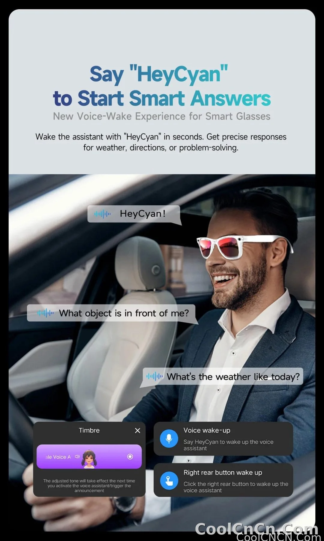 CoolWiz smart glasses with a 1080P video camera, black sunglasses, Bluetooth call translation, music playback, recording, men’s photochromic glasses for outdoor sports and everyday use - detail