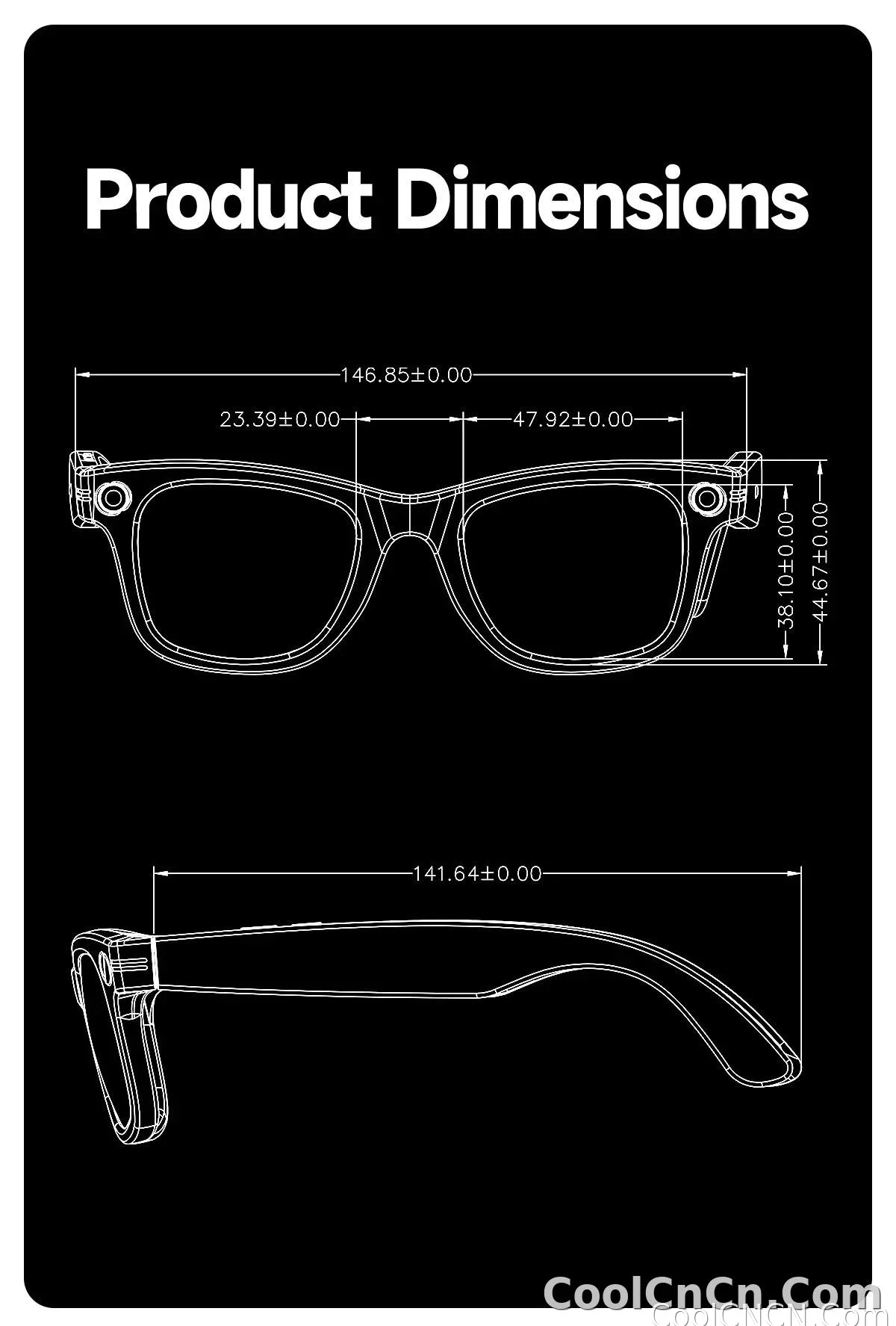 CoolWiz smart glasses with a 1080P video camera, black sunglasses, Bluetooth call translation, music playback, recording, men’s photochromic glasses for outdoor sports and everyday use - detail