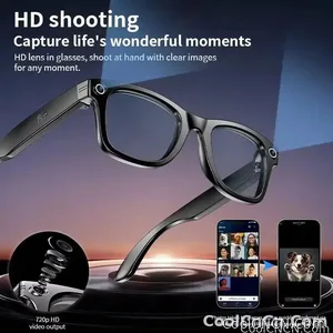CoolWiz smart glasses with a 1080P video camera, black sunglasses, Bluetooth call translation, music playback, recording, men’s photochromic glasses for outdoor sports and everyday use - view 3