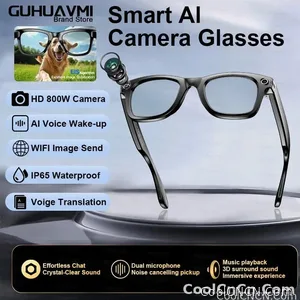CoolWiz smart glasses with a 1080P video camera, black sunglasses, Bluetooth call translation, music playback, recording, men’s photochromic glasses for outdoor sports and everyday use - view 9