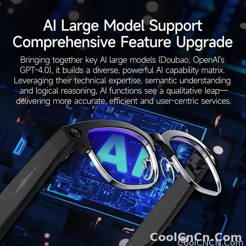 CoolWiz New AI Smart Glasses — 120+ Language Translations, 8MP Camera, 8K Resolution, Video & Music Playback, Business Calls, Color‑Changing Lenses, for Men, suitable for outdoor sports and everyday use - detail