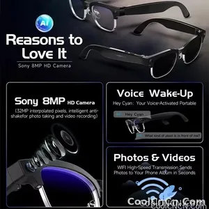 CoolWiz New AI Smart Glasses — 120+ Language Translations, 8MP Camera, 8K Resolution, Video & Music Playback, Business Calls, Color‑Changing Lenses, for Men, suitable for outdoor sports and everyday use - view 5