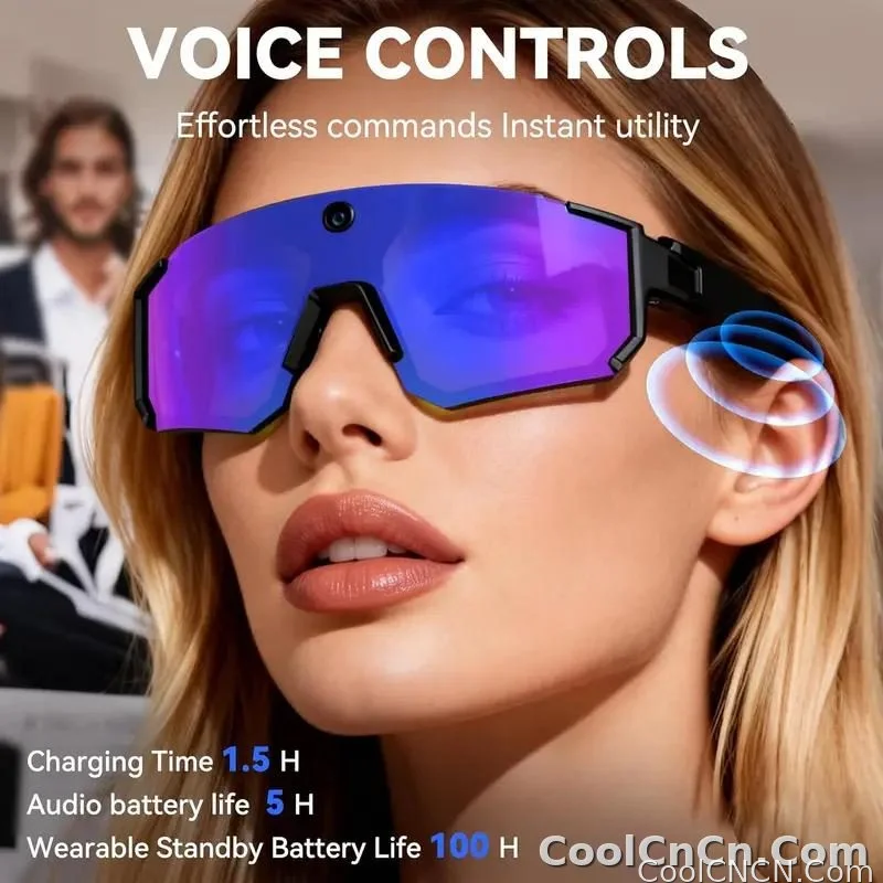 CoolWiz WiFi smart 8MP camera glasses for men, 1080p HD video recording, 32GB storage, polarized sunglasses with AI voice dialogue translation, suitable for sports and outdoor daily use - detail