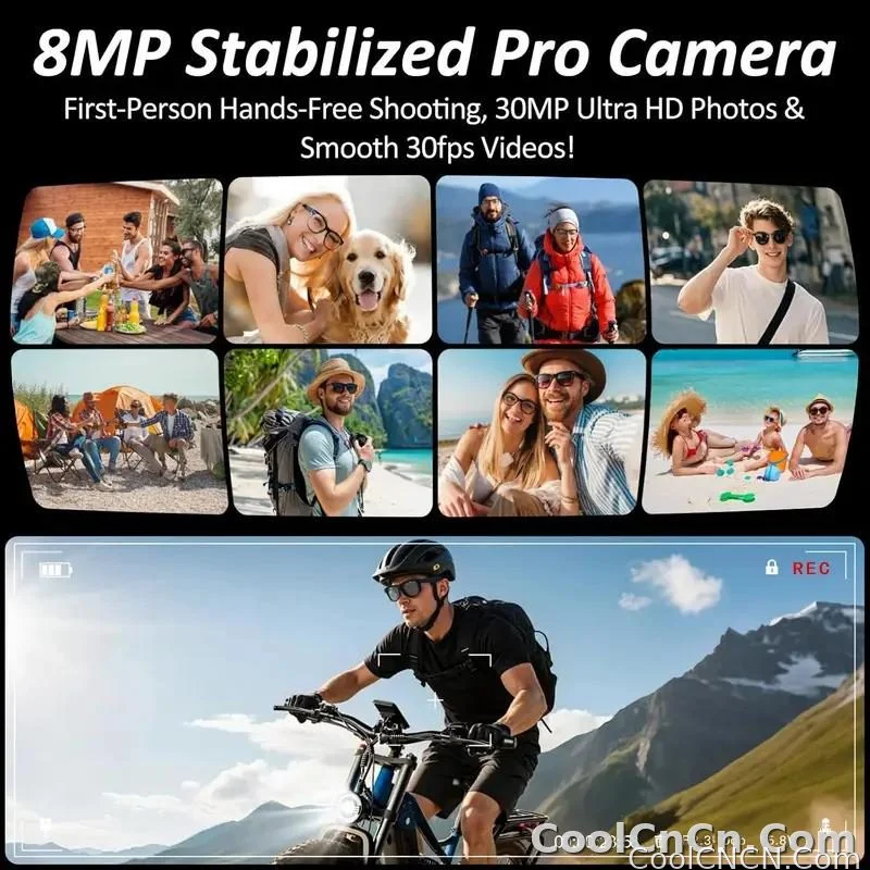 CoolWizNew 3600MAh Sarung Pengecas Cermin Mata Pintar AI Lelaki 800W Kamera Pixel 1080P Video POV 100+Terjemahan Pembantu AI Cermin Mata Hitam IOS Untuk Sukan Luar Penggunaan Harian - detail