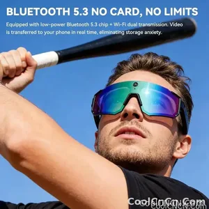CoolWiz WiFi smart 8MP camera glasses for men, 1080p HD video recording, 32GB storage, polarized sunglasses with AI voice dialogue translation, suitable for sports and outdoor daily use - view 1